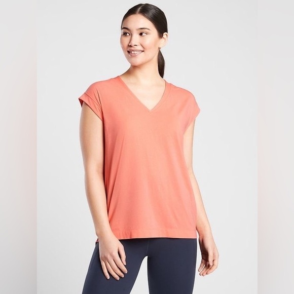 Athleta Tops - New Athleta Avenue Athleasure Tee XS Coral Walking Running Gorpcore Sporty